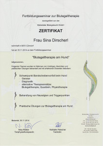 Zertifikat Blutegeltherapie am Hund